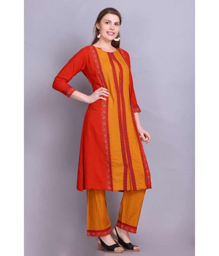     			ELTHIA - Rust Cotton Women's A-line Kurti ( Pack of 1 )