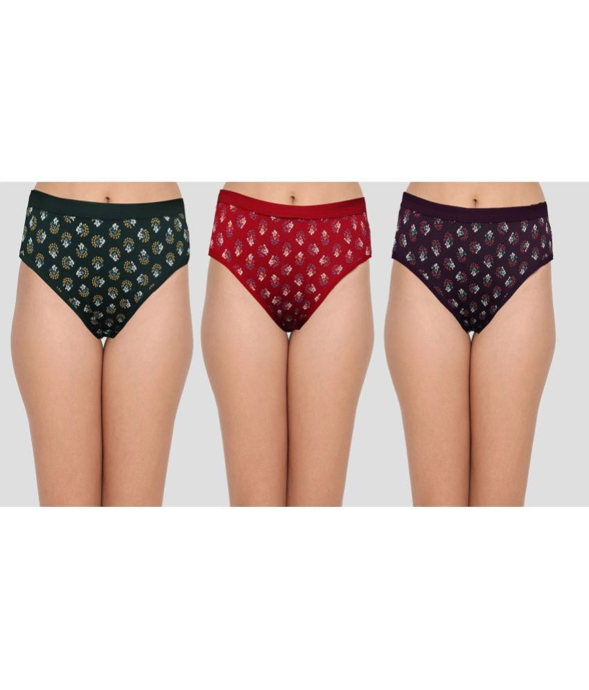     			Elina - Multicolor Cotton Printed Women's Hipster ( Pack of 3 )