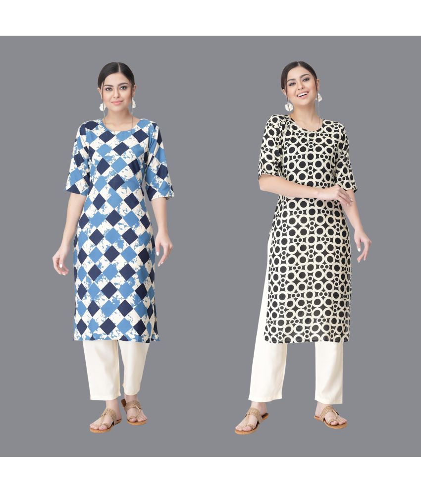     			Etnicbasket - Multicolor Crepe Women's Straight Kurti ( Pack of 2 )