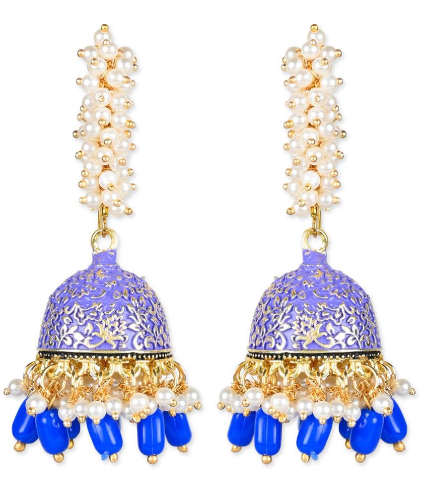     			I Jewels - Blue Jhumki Earrings ( Pack of 1 )