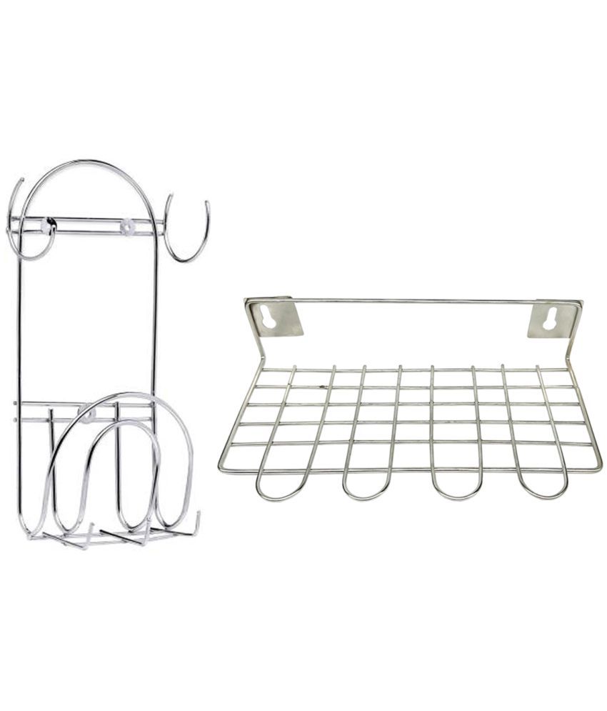     			JISUN - Silver Stainless Steel Dish Racks ( Pack of 2 )