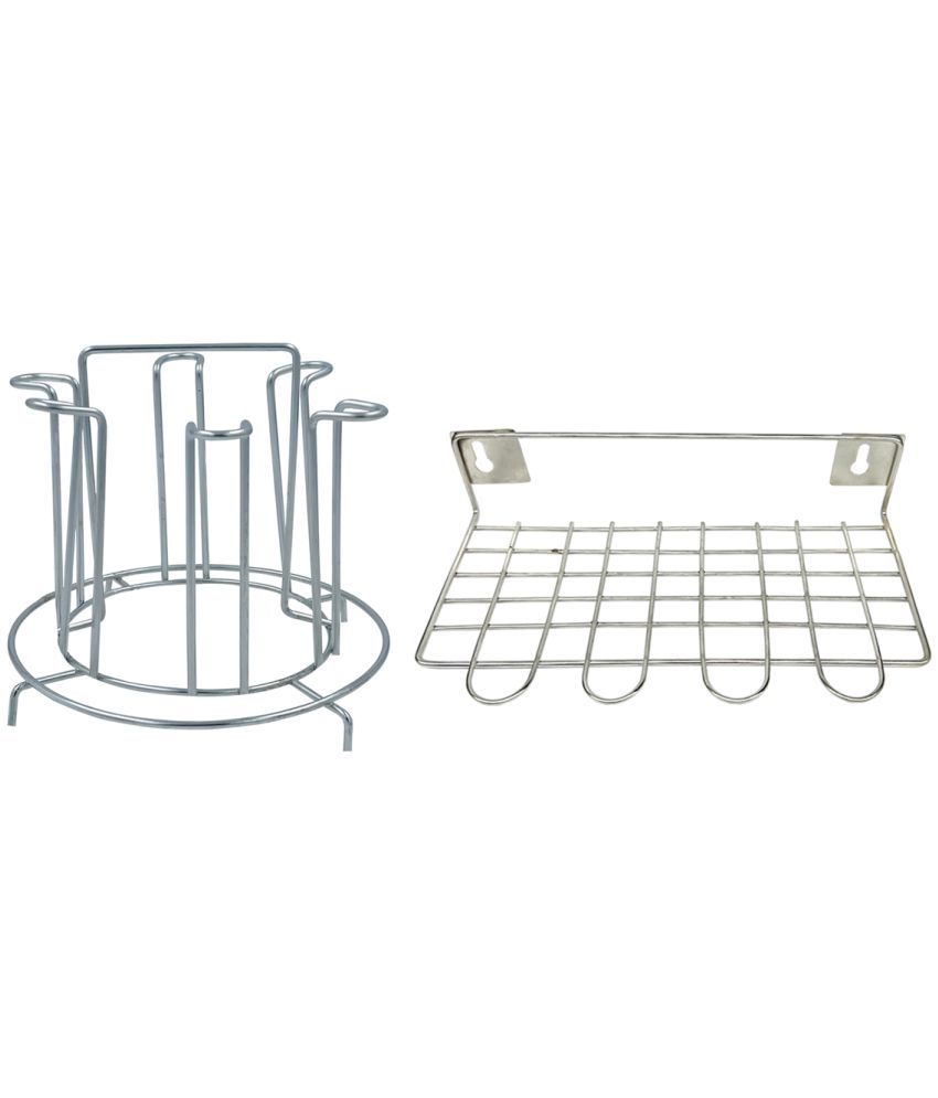     			JISUN - Silver Stainless Steel Storage Racks ( Pack of 2 )