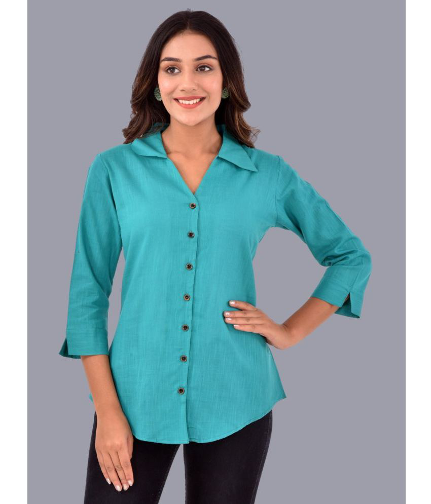     			QuaClo - Blue Cotton Women's Shirt Style Top ( Pack of 1 )