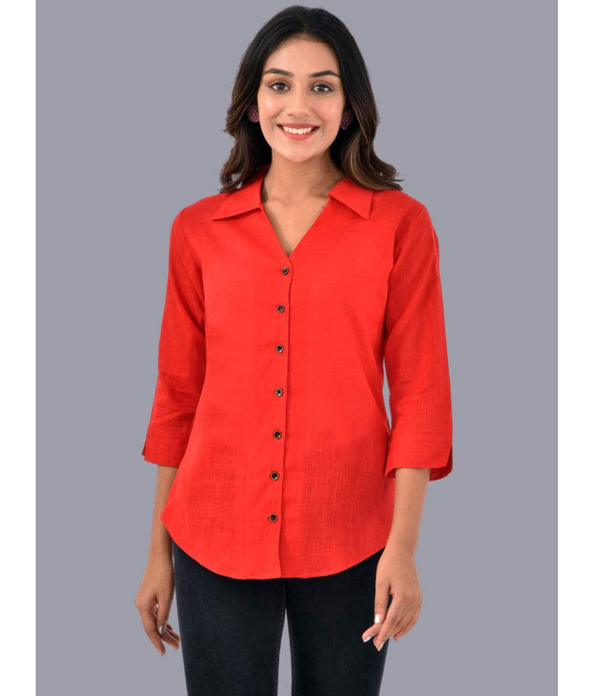     			QuaClo - Red Cotton Women's Shirt Style Top ( Pack of 1 )