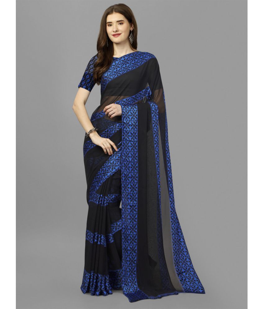     			Sanjana Silk - Blue Georgette Saree With Blouse Piece ( Pack of 1 )