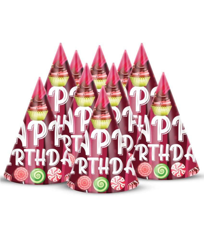     			Zyozi Candy Theme Birthday Party Hats, Happy Birthday Cone Party Hats for Kids Birthday Party - Candy theme Birthday Party Supplies and Decorations (Pack of 10)