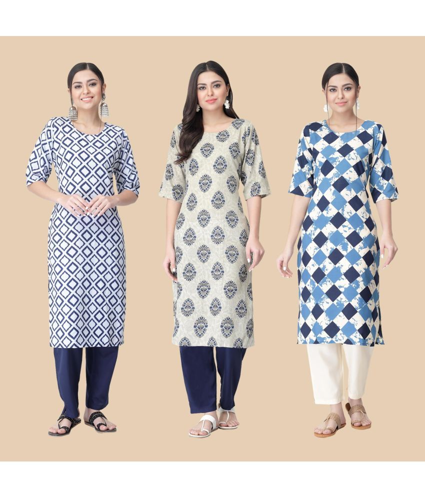     			1 Stop Fashion - Multicolor Crepe Women's Straight Kurti ( Pack of 3 )