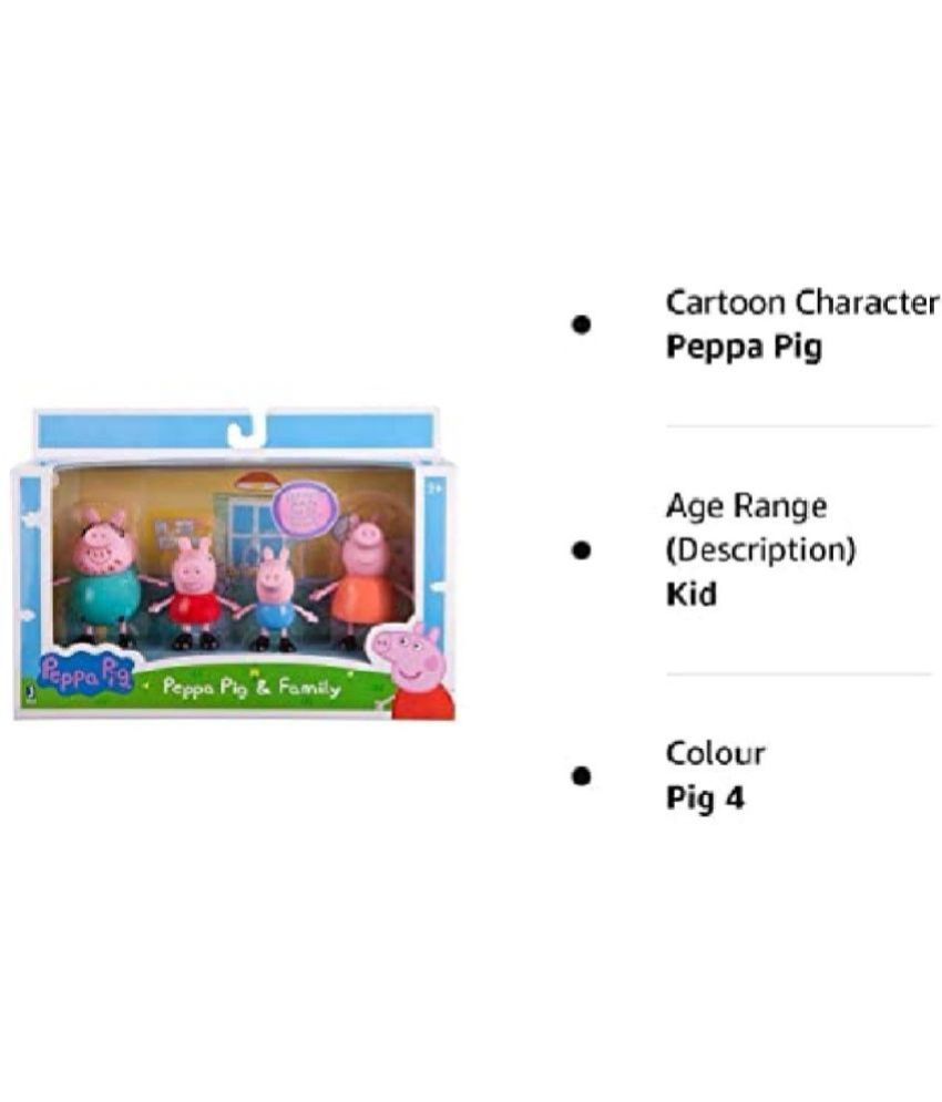     			Aurapuro Pepper Pig Family Set of 4 Best Gift for Kids - Papa Pig, George, Daddy Pig, Mommy Pig, Granny Pig, Grandpa Pig,Soft Rubber face (Pig 4)