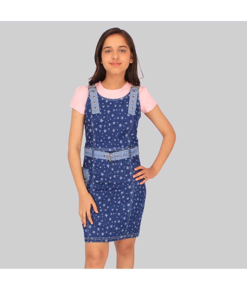     			Cutecumber Girls Denim Dungarees For ( Pack of 1 , Blue )