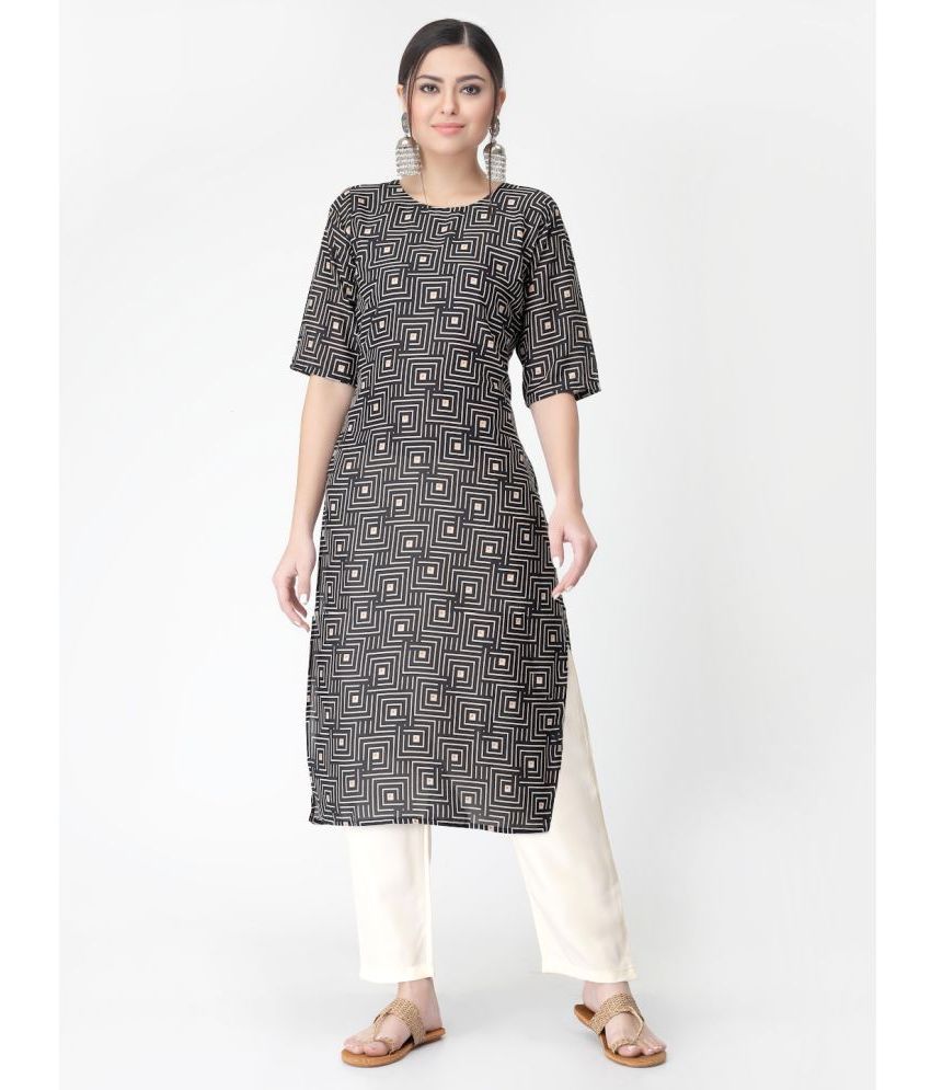     			Etnicbasket - Black Crepe Women's Straight Kurti ( Pack of 1 )