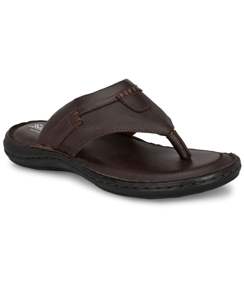     			SHENCES - Brown Men's Leather Slipper