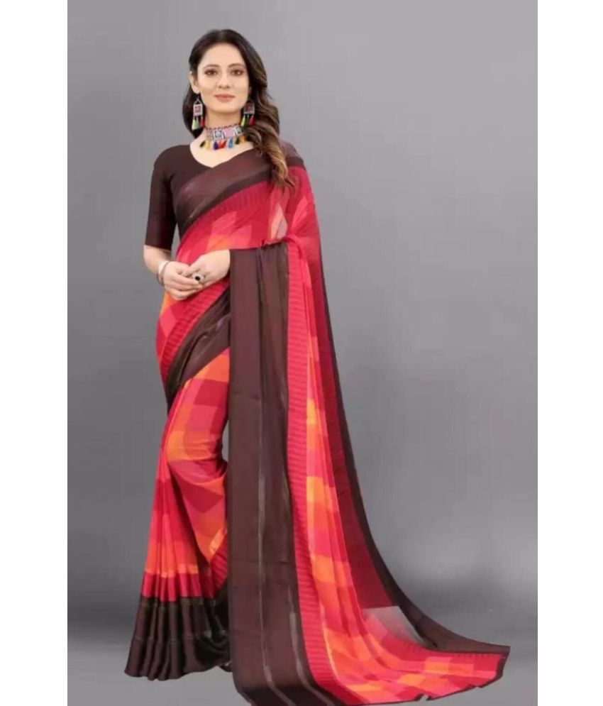     			Sanjana Silk - Red Georgette Saree With Blouse Piece ( Pack of 1 )