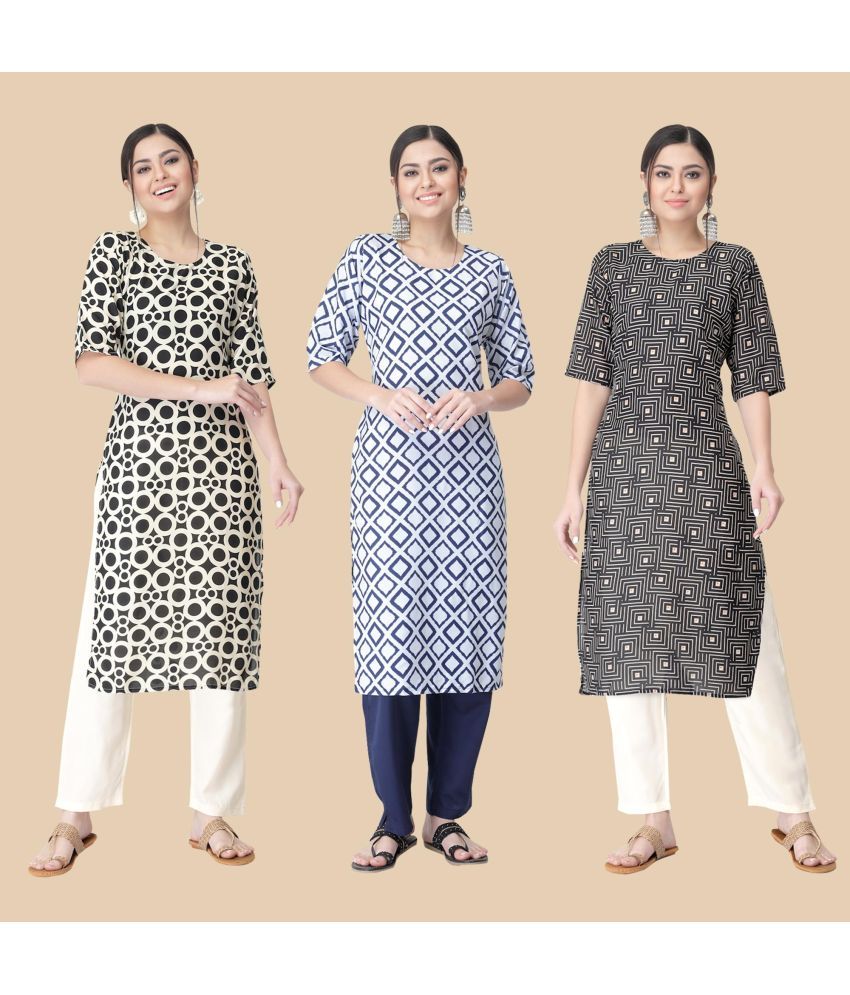     			1 Stop Fashion - Multicolor Crepe Women's Straight Kurti ( Pack of 3 )