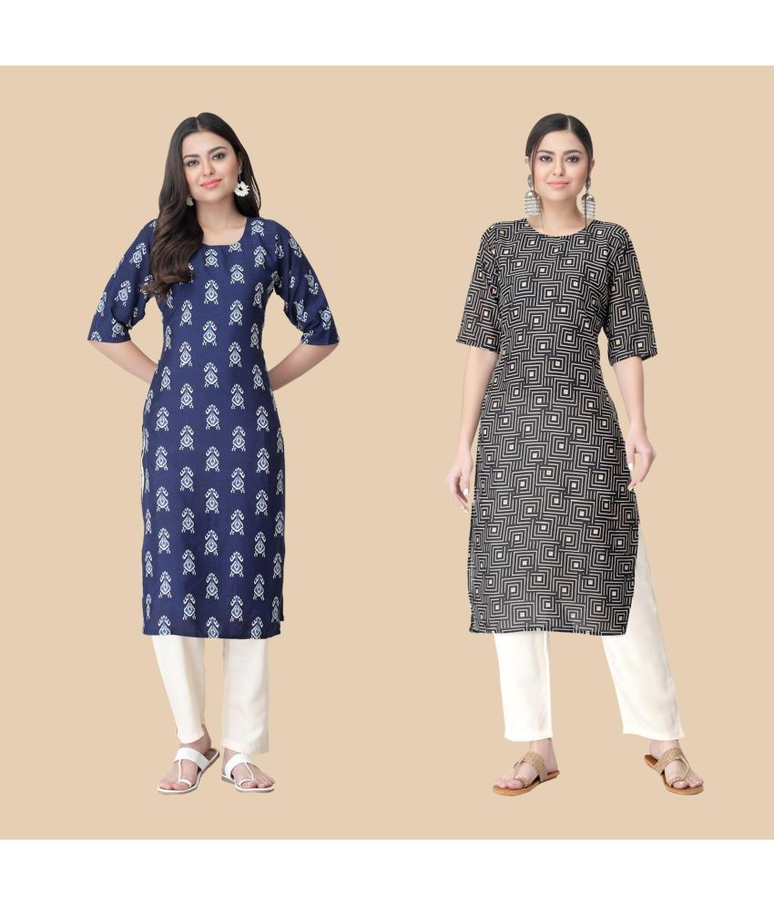     			1 Stop Fashion - Multicolor Crepe Women's Straight Kurti ( Pack of 2 )