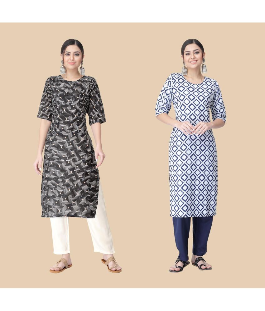     			1 Stop Fashion - Multicolor Crepe Women's Straight Kurti ( Pack of 2 )