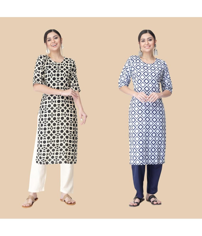     			1 Stop Fashion - Multicolor Crepe Women's Straight Kurti ( Pack of 2 )