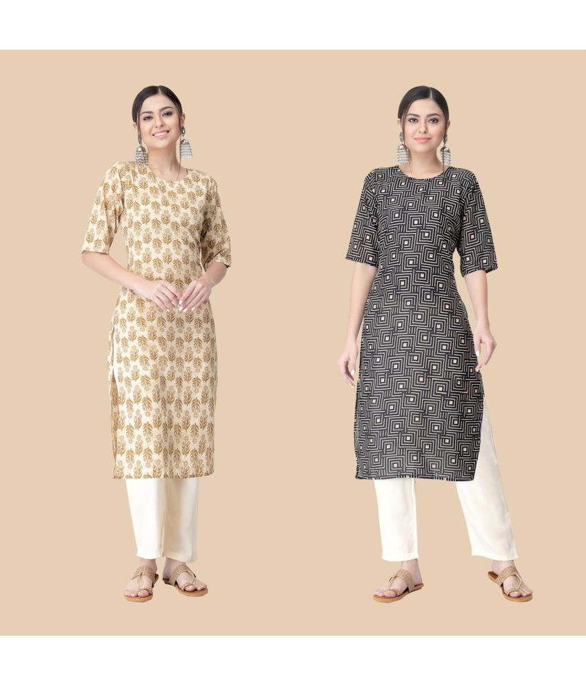     			1 Stop Fashion - Multicolor Crepe Women's Straight Kurti ( Pack of 2 )