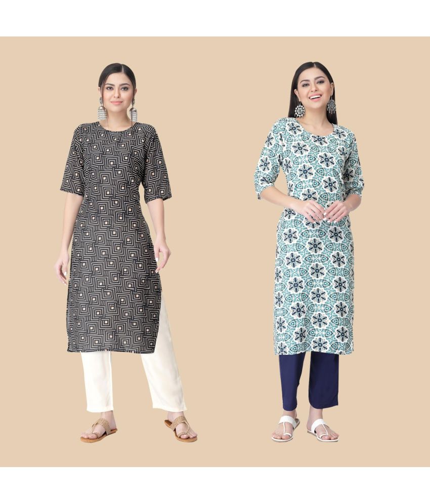     			1 Stop Fashion - Multicolor Crepe Women's Straight Kurti ( Pack of 2 )