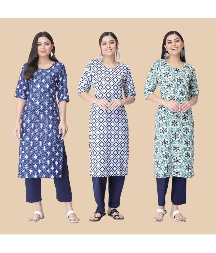     			1 Stop Fashion - Multicolor Crepe Women's Straight Kurti ( Pack of 3 )