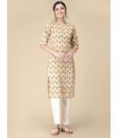 1 Stop Fashion - Gold Crepe Women's Straight Kurti ( Pack of 1 )