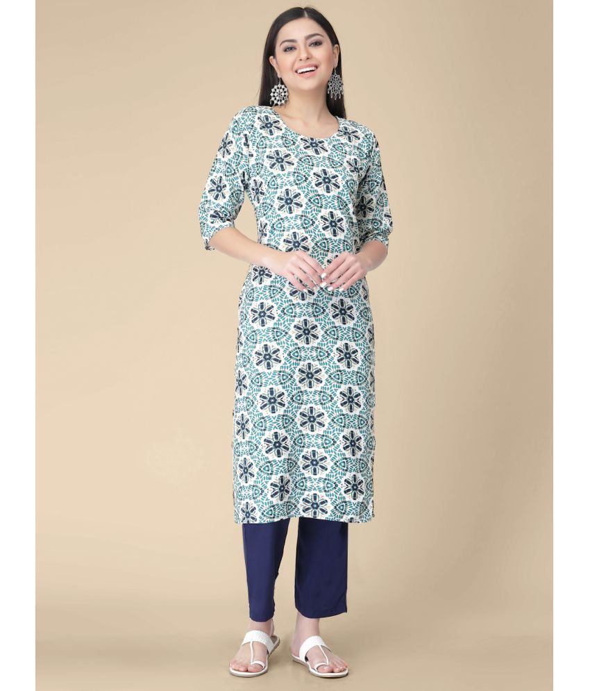     			Etnicbasket - Navy Blue Crepe Women's Straight Kurti ( Pack of 1 )