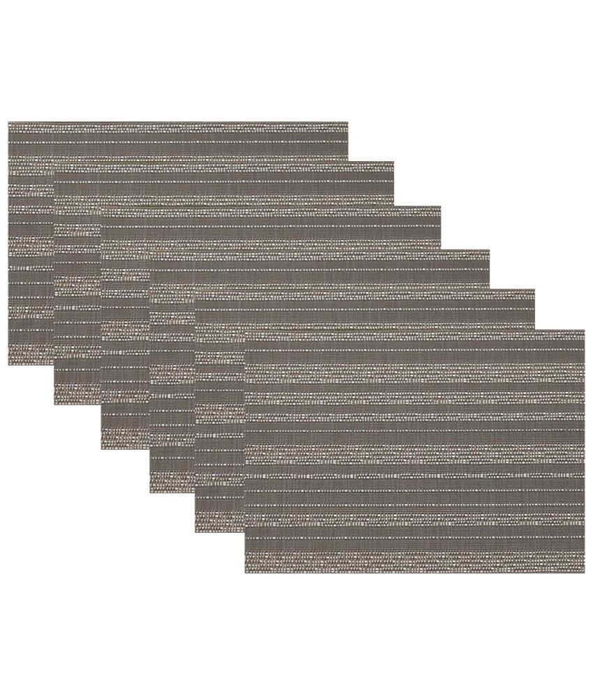     			HOKIPO PVC Horizontal Striped Rectangle Table Mats 45 cm 30 cm Pack of 6 - Gray