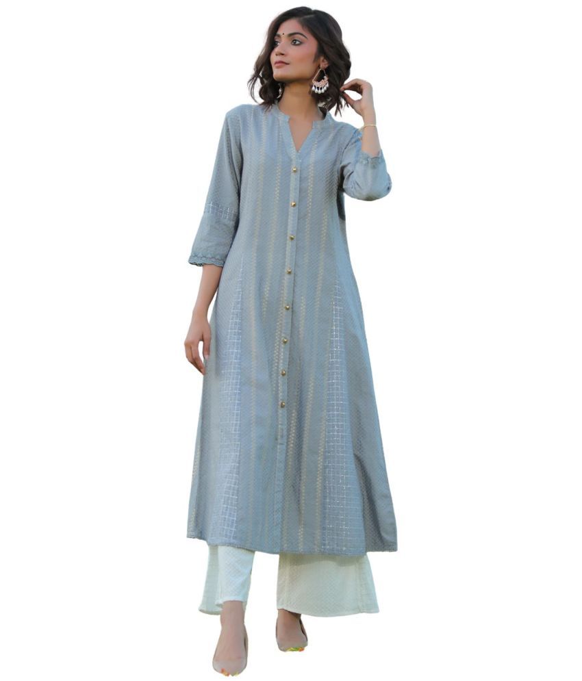     			Juniper - Grey Cotton Blend Women's A-line Kurti ( Pack of 1 )