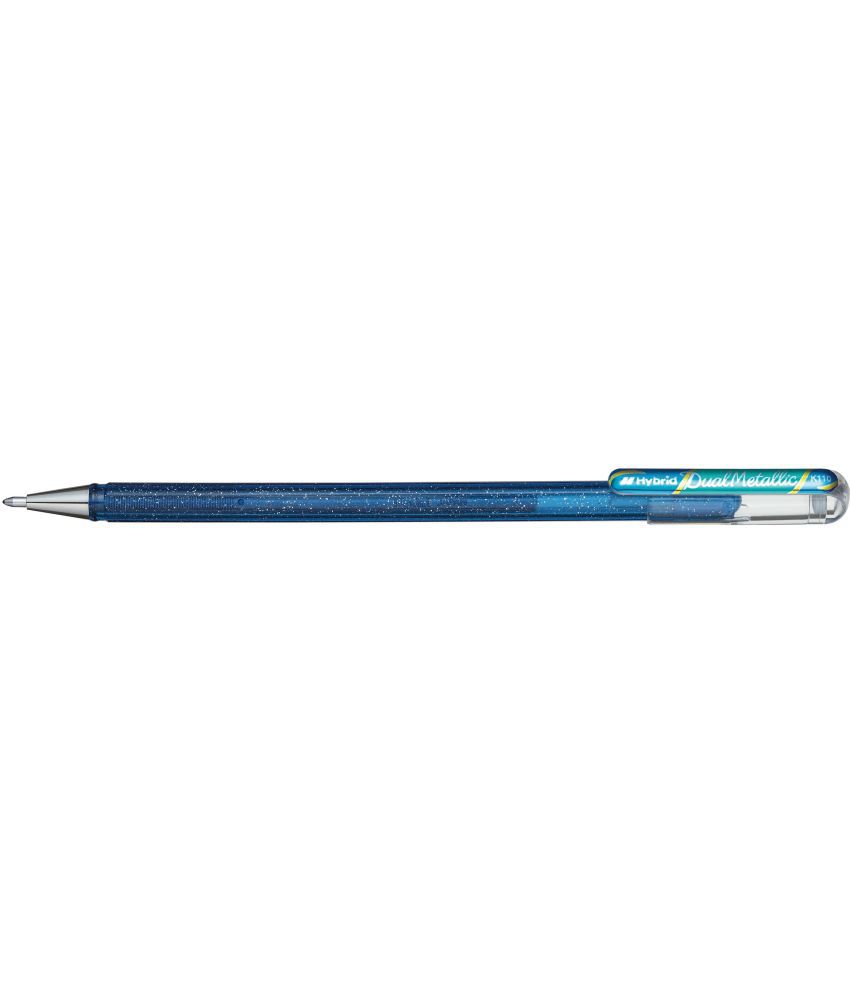     			Pentel Hybrid Dual Metallic Gel Pen (Pack Of 3, Blue+Metallic Green)