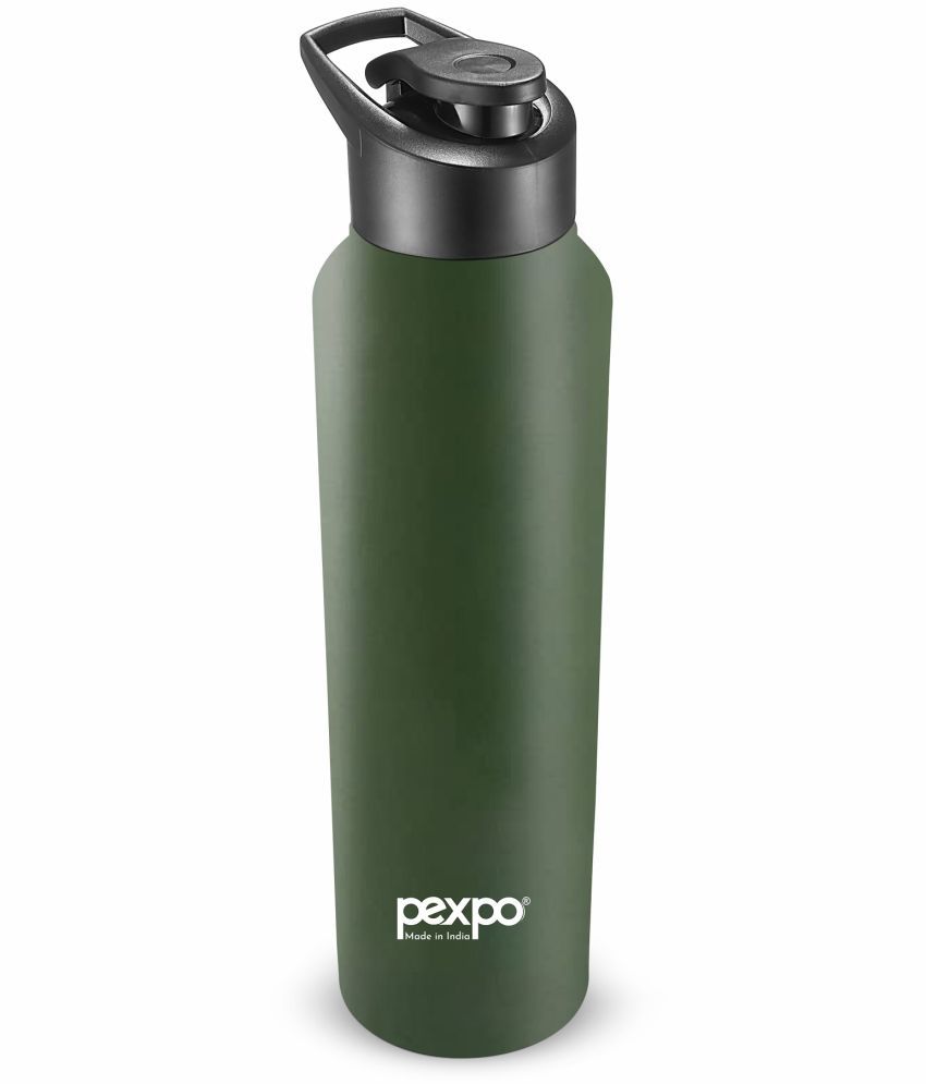     			PEXPO 1000 ml Stainless Steel Sports Water Bottle (Set of 1, Military Green, Chromo)