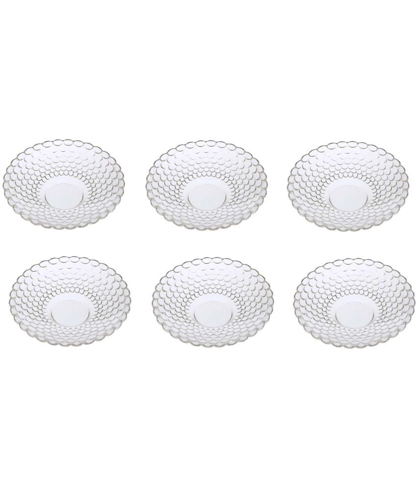     			Somil 6 Pcs Glass Transparent Dessert Plate