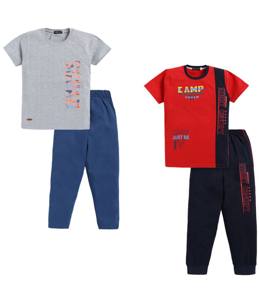     			Todd N Teen - Multicolor Cotton Boys T-Shirt & Trackpants ( Pack of 2 )