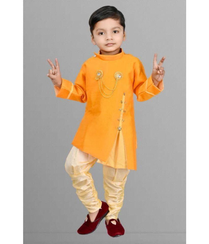     			lucky h star garments - Orange Cotton Blend Boys Dhoti Kurta Set - Pack of 1
