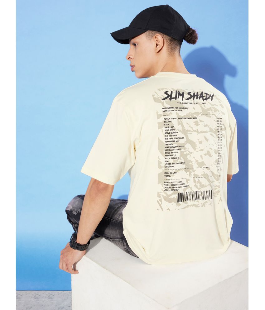     			Difference of Opinion - Off White Cotton Oversized Fit Men's T-Shirt ( Pack of 1 )
