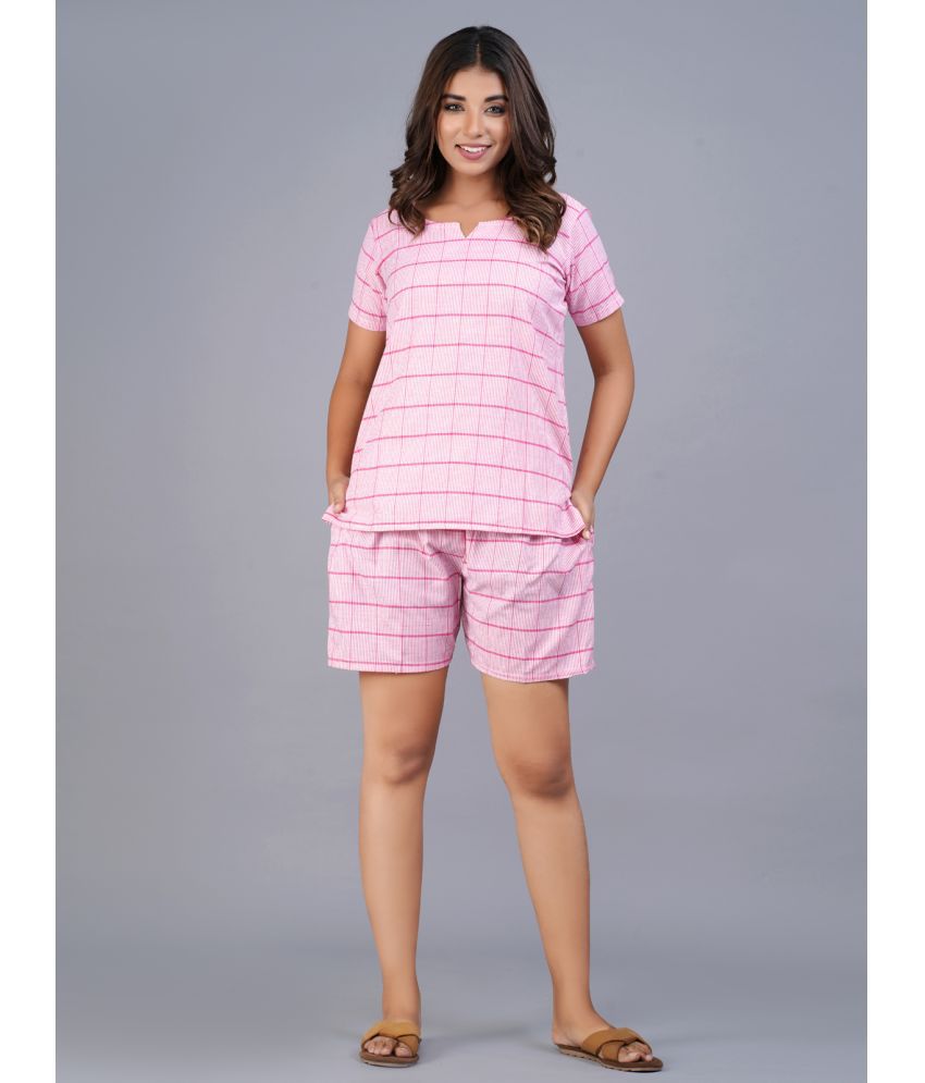     			QuaClo - Pink Cotton Women's Nightwear Nightsuit Sets ( Pack of 1 )