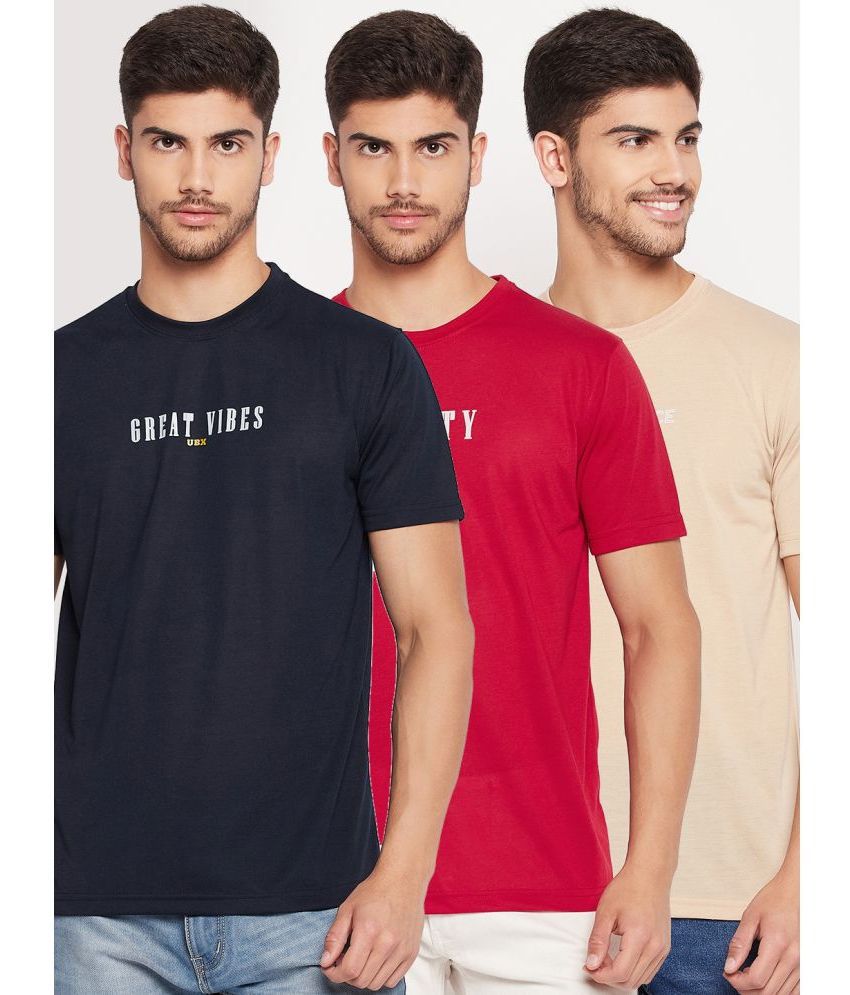     			UBX - Red Cotton Blend Regular Fit Men's T-Shirt ( Pack of 3 )