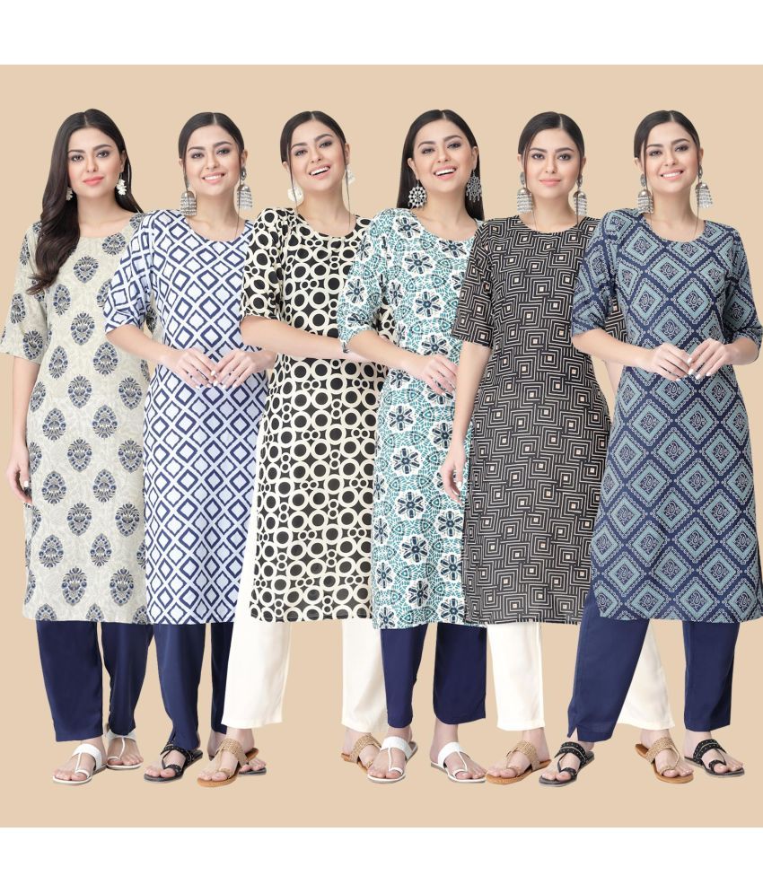     			1 Stop Fashion - Multicolor Crepe Women's Straight Kurti ( Pack of 6 )