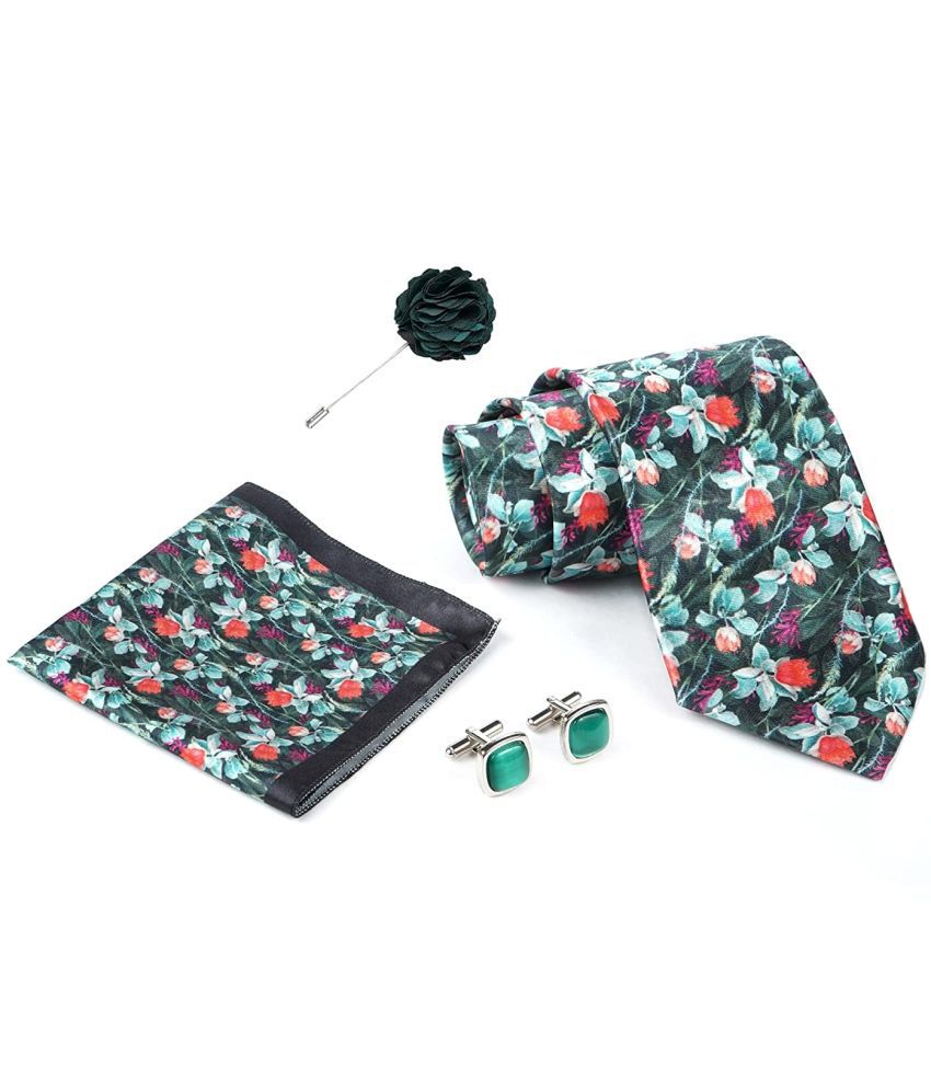     			Axlon Green Floral Silk Necktie