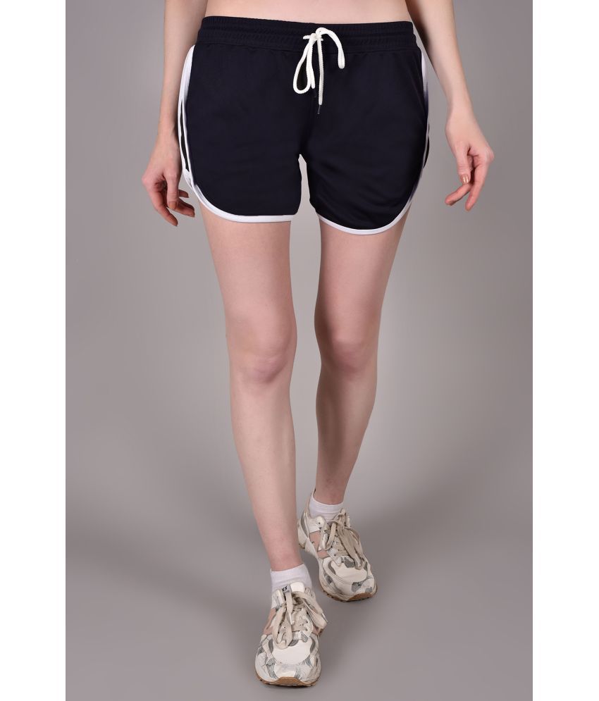     			Fabric Falcon Navy Polyester Lycra Solid Shorts - Single