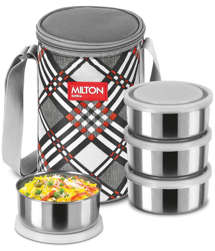     			Milton Steel Treat 4 Stainless Steel Tiffin, 4 Containers, 280 ml Each with Jacket, Grey | Light Weight | Easy to Carry | Leak Proof | Food Grade | Dishwasher Safe