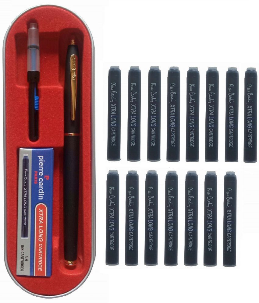     			Pierre Cardin Kriss Japan Black Exclusive Pen And Extra Ink Cartridges Fountain Pen (Blue)
