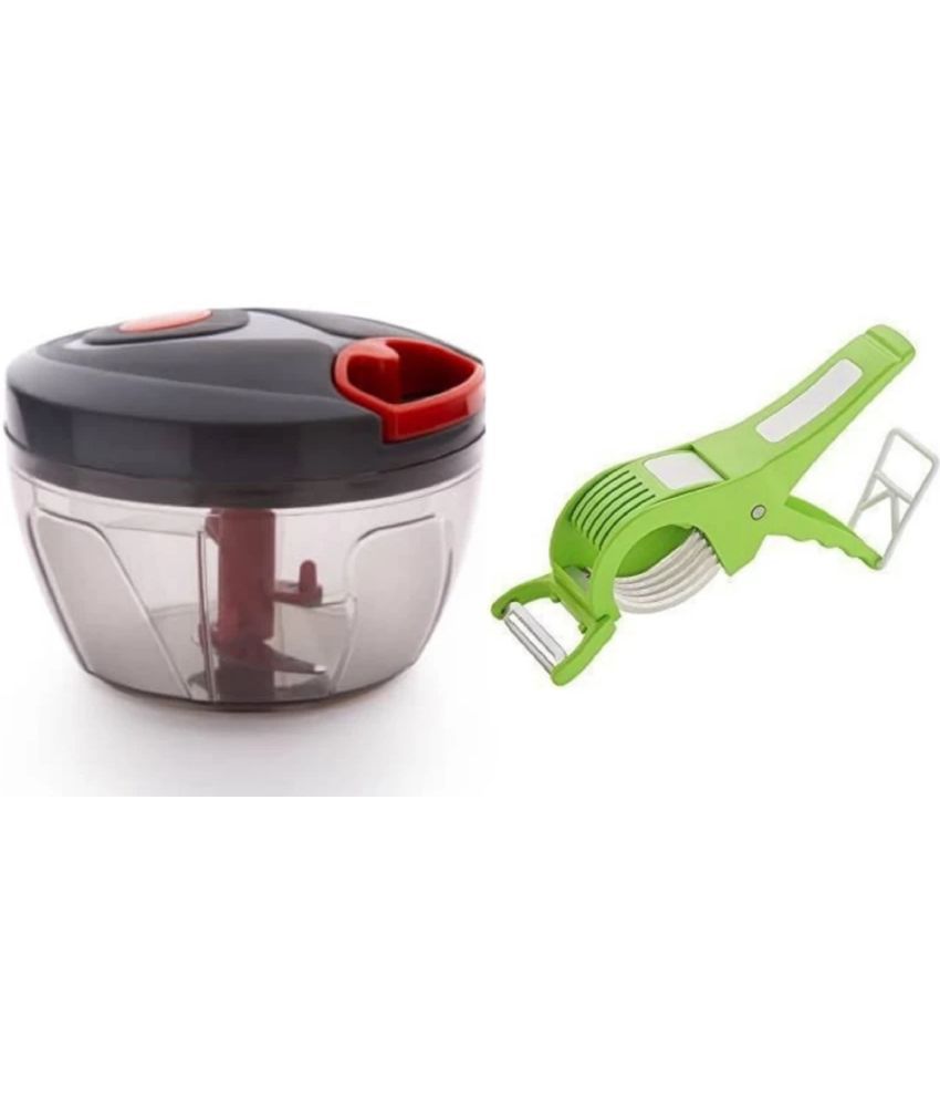     			chopwell - Black and Red Plastic Mannual Chopper 450 ml ( Pack of 2 )