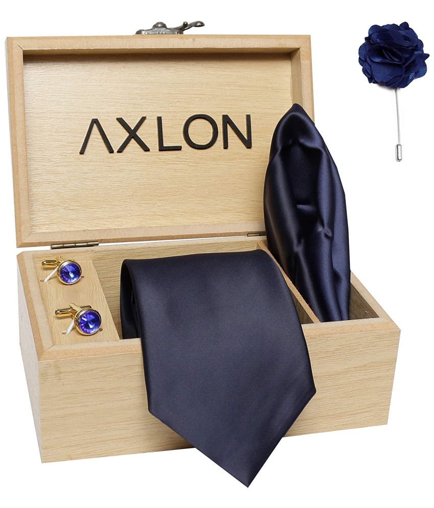     			Axlon Blue Plain Silk Necktie