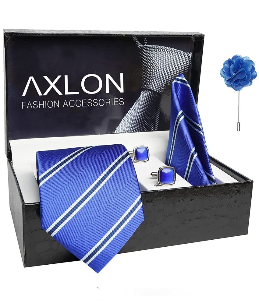     			Axlon Blue Stripes Silk Necktie