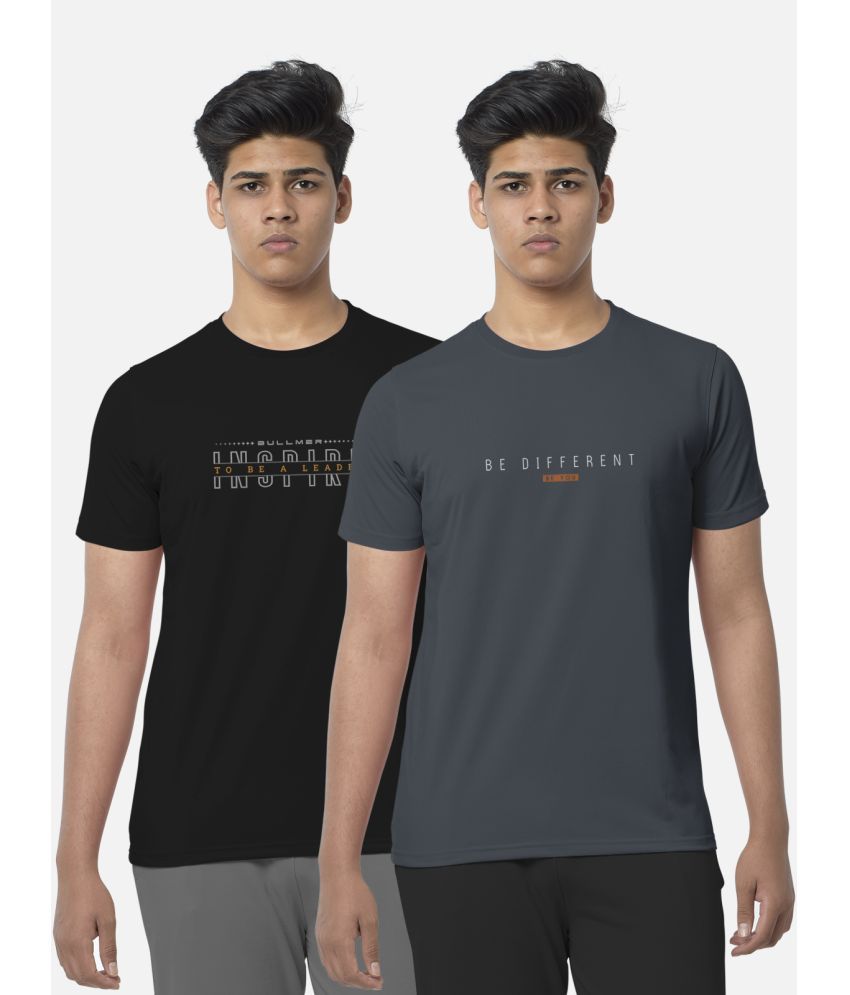     			BULLMER - Black Cotton Blend Regular Fit Men's T-Shirt ( Pack of 2 )