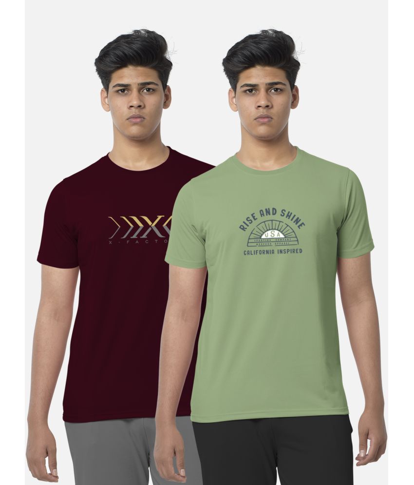     			BULLMER - Green Cotton Blend Regular Fit Men's T-Shirt ( Pack of 2 )