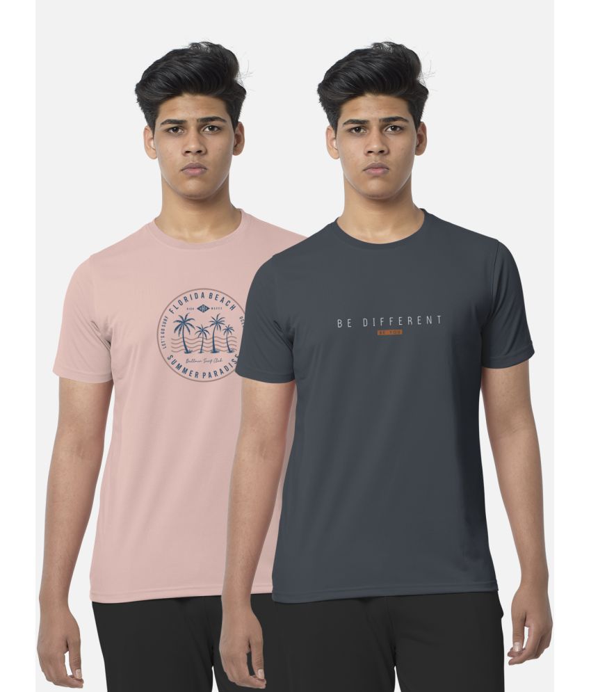     			BULLMER - Peach Cotton Blend Regular Fit Men's T-Shirt ( Pack of 2 )