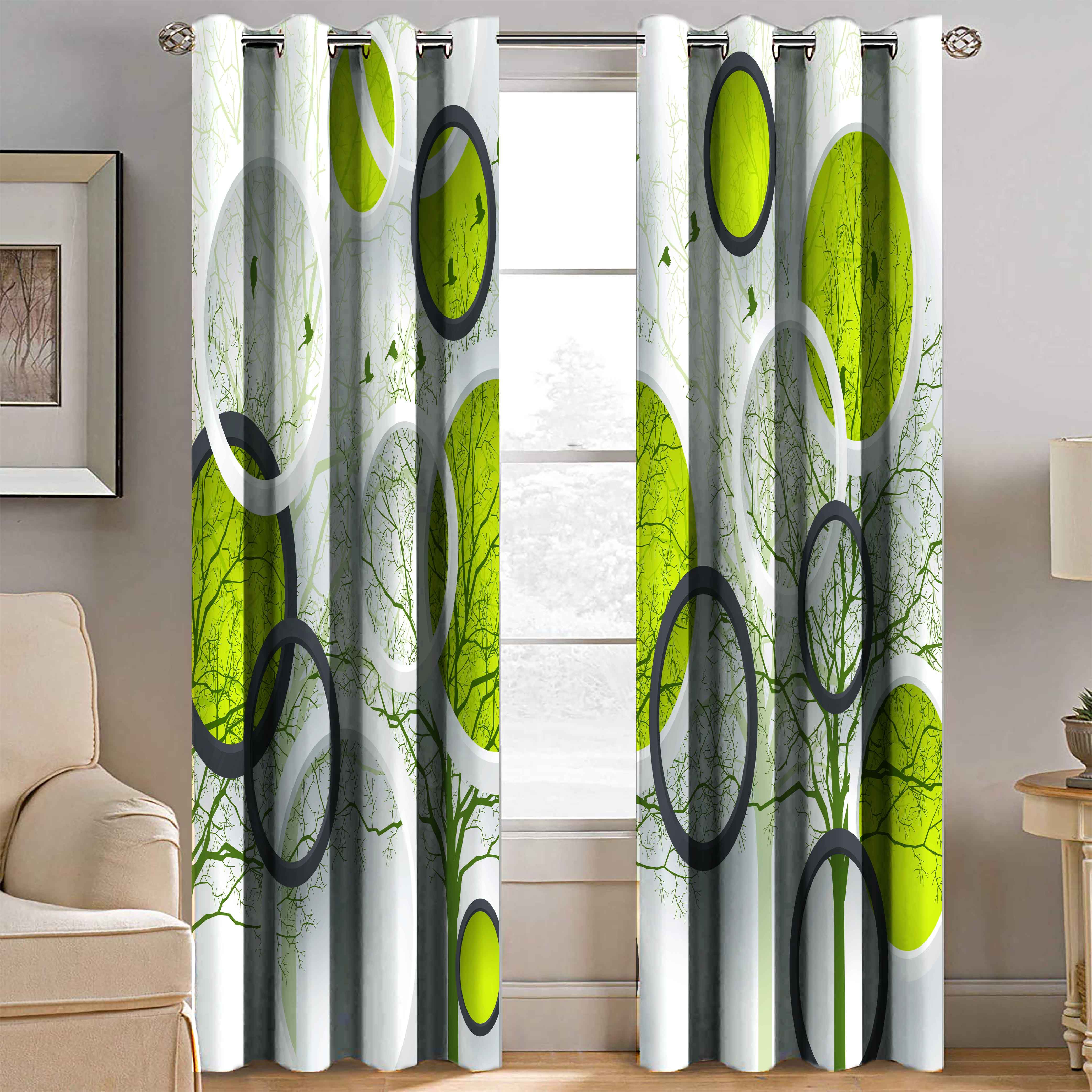     			HOMETALES Floral Semi-Transparent Curtain 5 ft Pack of 2 Multi Color