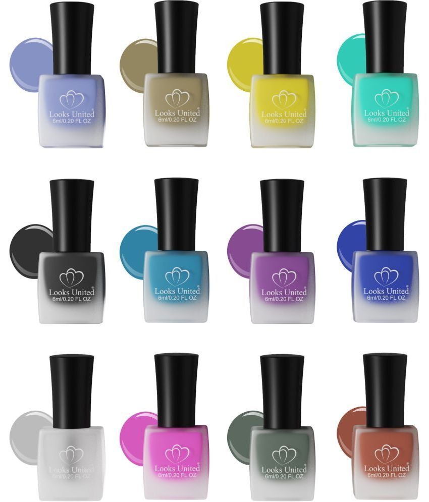     			Looks United - Multi Matte Nail Polish ( Pack of 12 )