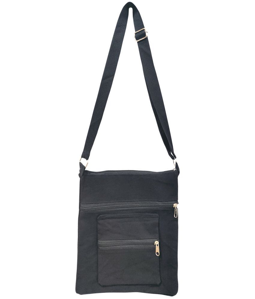     			Rich&Rich Black Cotton Sling Bag