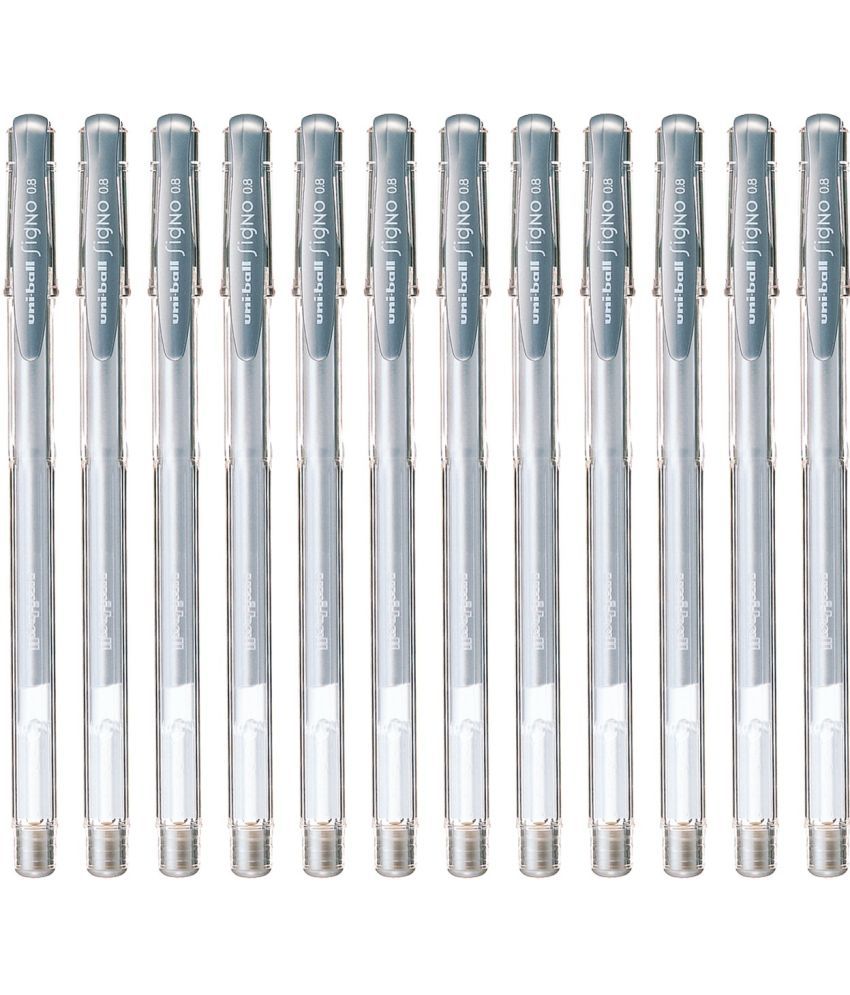     			Uni-Ball Signo Um100 0.7Mm Silver Gel Pen (Pack Of 12, Silver)